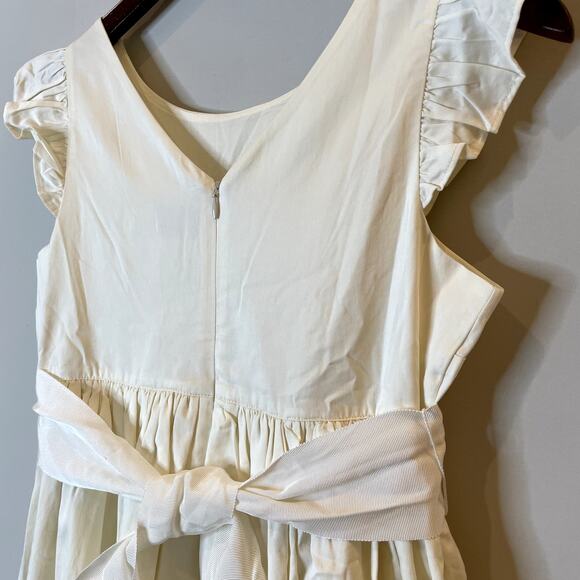 J.Crew Flutter Sleeve Maxi Dress Cotton Sateen Bow Special Occasion BI927 Ivory - Picture 8 of 16